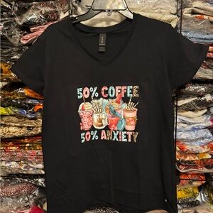 Gildan Black Tee - 50% Coffee 50% Anxiety
